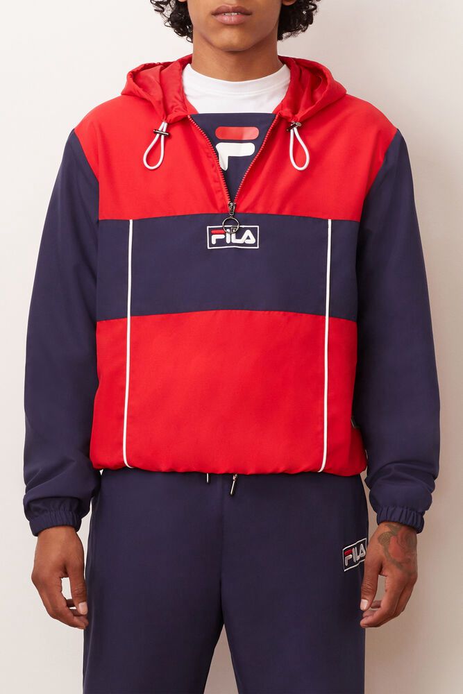 Fila Jacket Mens Navy/Red Europa 1/2 Zip Wind - Ireland 94052-SIGJ